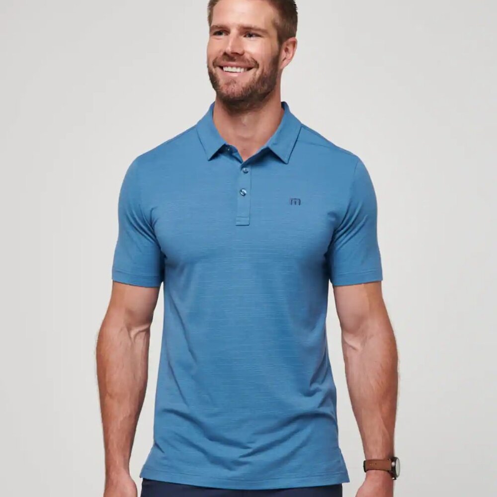 NWT Travis Mathew HEATER golf polo shirt Blue travismathew Brand New